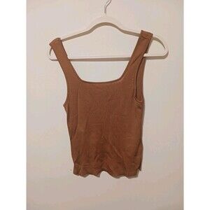 Madewell Brown‎ Shimmer Ribbed Tank Top Square Neck Sleeveless Size M